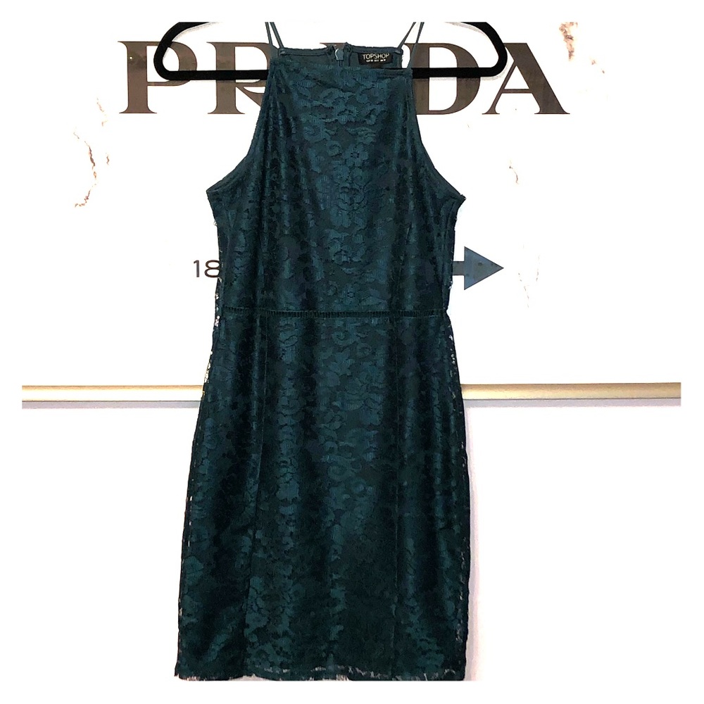 Topshop emerald lace dress